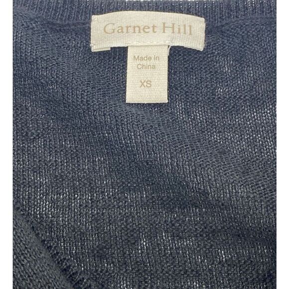 Garnet Hill Black Long Sleeve Linen Sweater V-Neck Classic Versatile Size XS - Picture 6 of 9